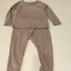 Colored Organics Kids Pajama Set in Light Brown with White Floral